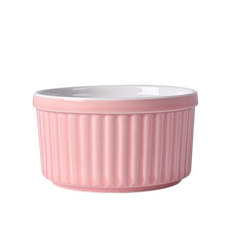 Ramekins - Ramekins - Ramequines para horno de 6 onzas, cuencos de ramekin, platos de soufflé de crema brulee (rosa, juego de 1)