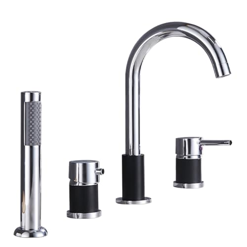 Robinet de baignoire LWX haut de gamme finitions noir mat et chrome avec set de douche