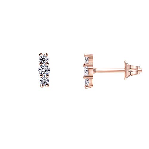 PAVOI 14K Gold Plated Sterling Silver Post Sparkling Elegance Cubic Zirconia Bar Earrings | Rose Gold Earrings for Women
