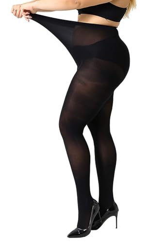 MANZI Women's 2 Pairs Plus Size Control Top Tights Ultra-Soft Panty Hose