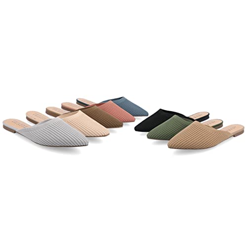 Image of Journee Flat Knit Mules for Women - Closed Pointed Toe Slip-On Shoe - Comfortable Aniee Slide