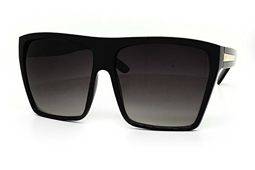 O2 Eyewear 2090 Premium Oversized XXL Vintage Square Flat Top Sunglasses (GOLD/BLACK, 70)