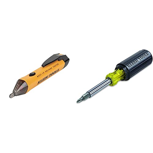Klein Tools NCVT1P Voltage Tester, Non-Contact Voltage Detector Pen & 32500 11-in-1 Screwdriver / Nut Driver Set, 8 Bits (Phillips, Slotted, Torx, Square), 3 Nut Driver Sizes, Cushion Grip Handle