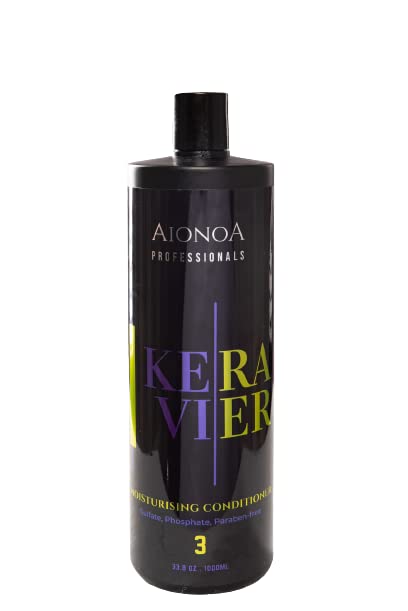 KERAVIER Unisex Step-3 Professional Use Moisturizing Conditioner For Damaged and Frizzy Hair | White | 1000 ml Each (Pack of 4)