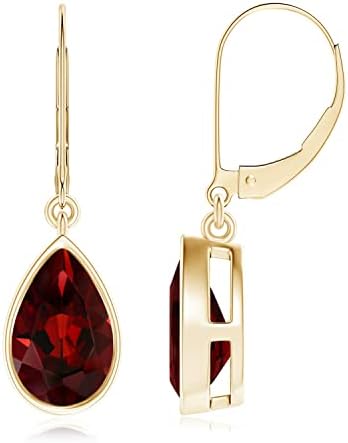 ANGARA Natural Garnet Drop Earrings for Women, Girls in 14K Yellow Gold (Grade-AAA | Size-9x6mm) | January Birthstone Jewelry Gift for Her | Birthday | Wedding | Anniversary | Engagement