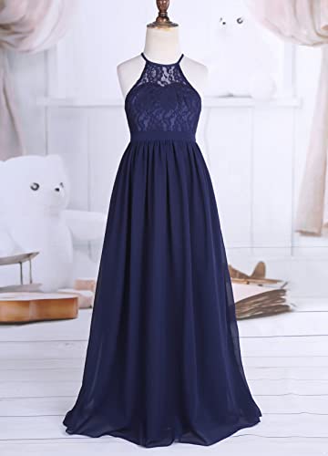 Jhaoyu Kids Girls Lace Floral Halter Neck Maxi Long Dress Bridesmaid Wedding Pageant Party Gown Flower Girls Dress3