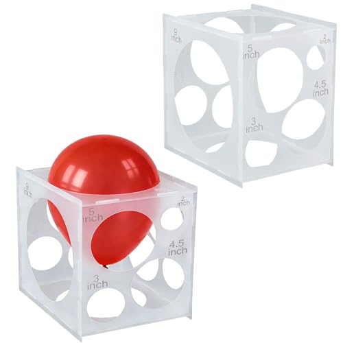 2pcs Collapsible Plastic Balloon Sizer Box Cube - 11 Holes, Balloon Size Measurement Tool for Decorations, Arches, Columns - 2-10 Inch Balloons