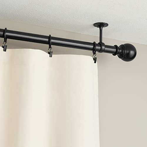 Amazon Basics Metal Curtain Pole Ceiling Brackets for up to 25 mm Curtain Rod, Set of 2, Black