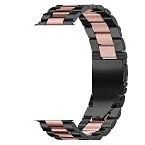 HFBZVAFC Cinturino for Orologio da Lavoro in Acciaio Inossidabile 20mm 22mm Cinturino da Polso con Fibbia di Sicurezza con Cinturino in Metallo a sgancio rapido(Black+Pink,22mm)
