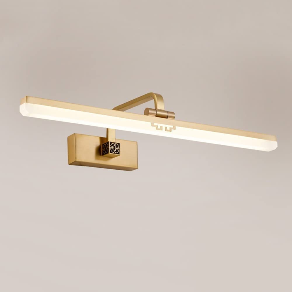 Olskfuh Copper Wall Lamp Linear Bathroom Vanity Mirror Lamps Led Vanity Light Adjustable Mirror Front Lamp 90° Rotatable Picture & Display Lighting Fitting For Washroom Dressing Table B,-38Cm