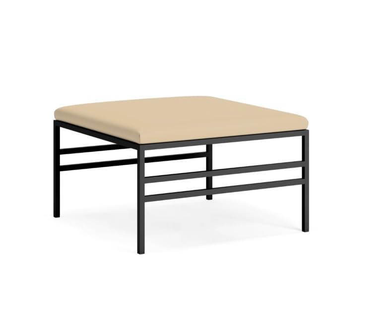 OGFC 64904 Large Vanity Stool/Bench, Cushion Vanity Chair, Dressing Makup Stool Bench, Vanity Seat for Bedroom, Living Room, Bathroom Ottoman - Black Frame with Beige Cushion