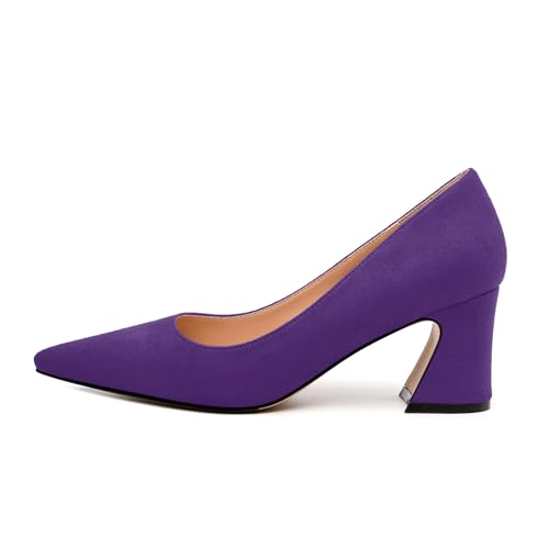 Women's Pointed Toe Mid Heel Pumps Slip On Fashion Closed Toe High Heel Shoes for Women2