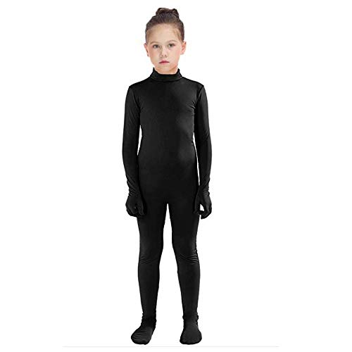 YOMOSA Black Spandex Bodysuit Kids Lycra Zentai Suit Unisex Full Unitards One Piece