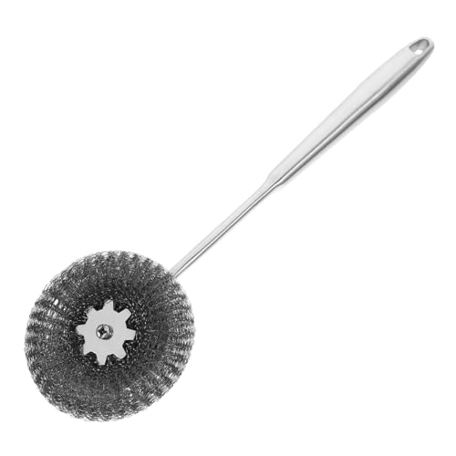 Wakauto Stainless Steel Dish Scrub Brush with Long Handle Wok Cleaning Scrubber for Dishes Multipurpose Kitchen Tool for and Grime Removal