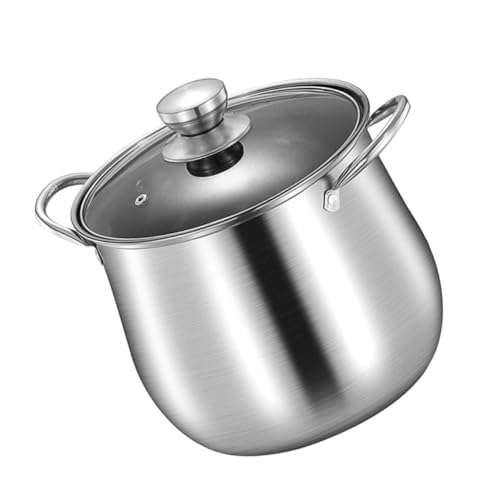 Hohopeti Pentola Alta in Acciaio con Doppia Maniglia Anti-scottatura capacità per Cucina Induzione Resistente e Facile da Pulire per Zuppe e Stufati
