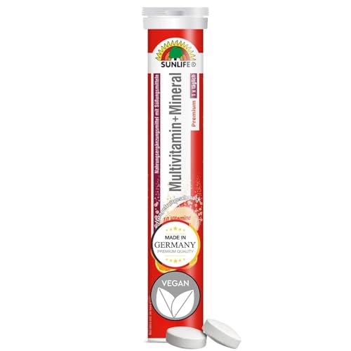 SUNLIFE Multivitamin Tabletten hochdosiert - 1 x 17 Stück - Mineral und Multivitamin Brausetabletten mit Orangen-Grapefruit Geschmack - Multi Vitamin Tabletten mit 10 Vitaminen und 5 Mineralstoffen