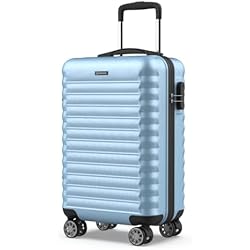 Maletas Viaje Baratas Carrefour NUMADA - Maleta de Viaje Cabina 55x36x19cm (31L) Upfly XS con Cierre de Combinación y 4 Ruedas Dobles 360. Maleta de Mano Rígida Resistente, Ligera con Interior Compartimentado | Azul Claro