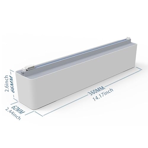 NaYiissi Magnetic Refillable Plastic Wrap Dispenser with Slide Cutter, Cling Wrap Aluminum Tin Foil Organizer with Cutter, Wax Parchment Paper Dispenser, 1 Roll Plastic Food Wrap Included - Thumbnail 3