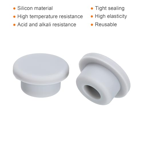 Image of MECCANIXITY High Temp Silicone Plug Mount Dia 10mm /0.79 Inch T Shaped Rubber Stopper Hole Plugs for Powder Coating Plating Waterproof Sealing Plugs Grey Pack of 20(OD 28mm /1.1 Inch)
