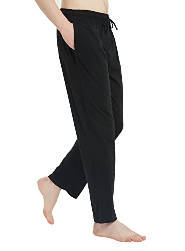 U2Skiin 2 Pack Mens Pajama Pants Soft, Lightweight Lounge Pant With Pockets Sleep Pj Bottoms For Men(Black&Light Grey Mel,L) #TOP3