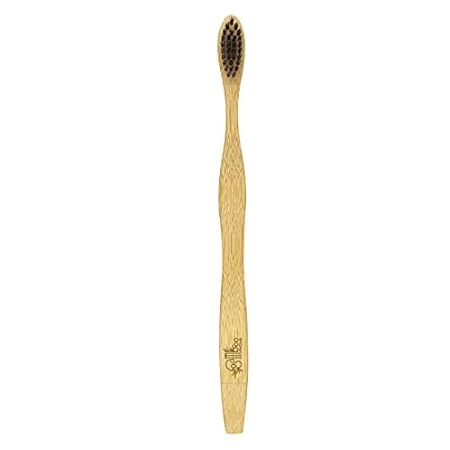 BambooIndia Kids Bamboo Toothbrush with Activated Charcoal Bristles with antibacterial and biodegradable Curve Bamboo Handle