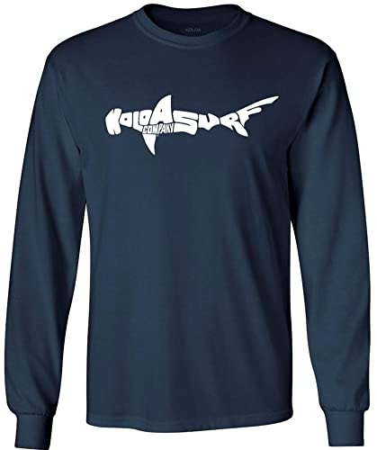 Joe's USA Koloa Surf Shark Logo Long Sleeve Heavy Cotton T X-Large Navy