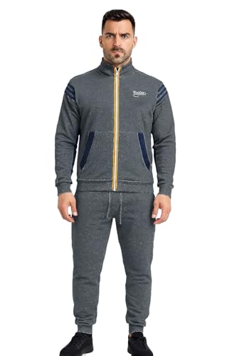 GX GARGIX TUTA UOMO INVERNALE FELPATA CALDA PIGIAMA SPORT PANTALONI FELPA CON ZIP (IT, Testo, XXL, Regular, Regular, Tuta-SSW/RobertoGrigio)