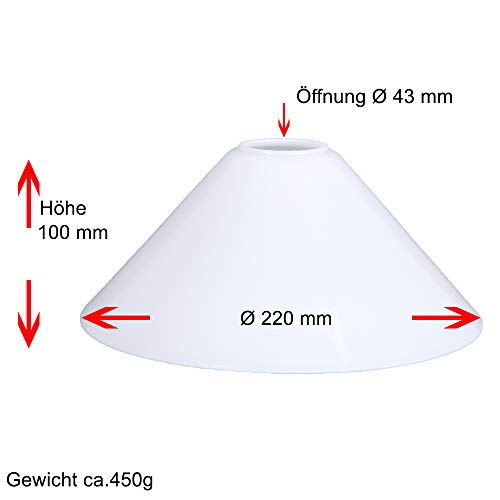 Vetro di ricambio, diametro 220 mm, colore bianco