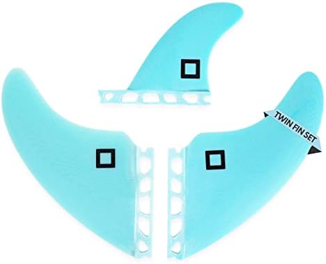 Surf Squared Twin Fin Set + Trailer Fin (2+1 Fins) - Solid Fiberglass for Lightweight Durability & Top Performance - Compatible with Futures Single Tab Surfboards, Shortboard, Fish - Mint