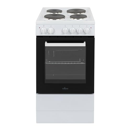 Willow WE50SSW 62L Freestanding Electric Cooker, 50cm Wide Single Cavity Cooker with Solid 4 Zone...