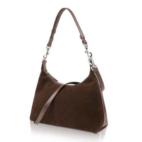 Image of Tote Shoulder Bags for Women, Suede Forsted Cowhide Tote Crossbody Purses with 2 Removable Shoulder Straps (Brown)