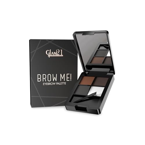 Glam21 4-in-1 Eyebrow Palette | Micro Pigments for Precise Brows | Smudge-Proof & Long Lasting | All-in-One Eye Makeup Kit | Natural & Defined Finish | 9gm- Shade-01