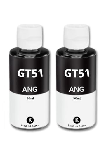 Image of ANG GT51 Premium Refill Ink for Ink Tank Printers | Compatible with 115 310 315 319 410 415 416 419 500 515 530 615 GT5810 GT5820 | Black Ink Bottle 90ml Each | Pack of 2