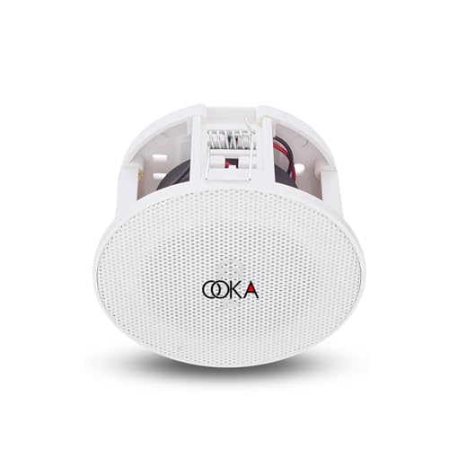 Image of CS306 in-Ceiling Speaker | 3 inch Full Range 6W RMS 100V | Background Music in-Ceiling Mount Speaker | ABS Body & Metal Mesh Grill | Ideal for Home Office Hotel Cafe Commercial Use - White