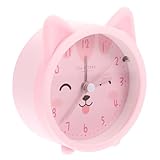 MOTHNUR Réveil Silencieux sans Chat Silicone avec Veilleuse pour Chambre Garçon Fille Horloge de Bureau Compacte et Pratique Réveil Décoratif Rose sans Pile