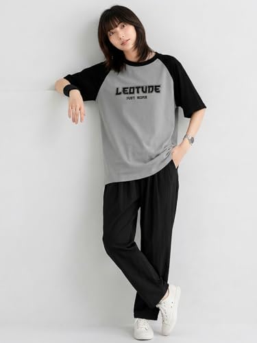Image of LEOTUDE Half Sleeve Round Neck Tshirt for Women, Oversized Longline