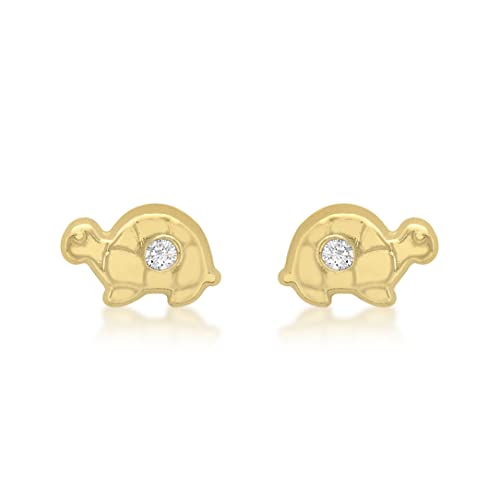 Boucles d'oreilles tortue or jaune oxyde de zirconium puces d'oreilles