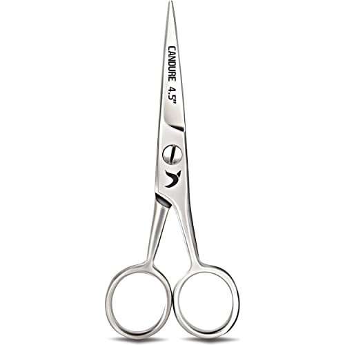 Foto von Candure Haarschere Schnurrbart Bart Nase & Ohren Scheren Edelstahl Haare Schneiden Professionelle Schnurrbartschere und Nasenhaarschneideschere, Sicherheitsgebrauch für Augenbrauen, Wimpern