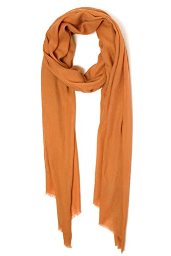 Bufanda de Cachemira Hecho en Kashmir (Caja de Regalo) Lana Merino Elegante Seda Cachemira Mezcla Bufanda Larga Extremadamente Suave Mujer Hombre Pashmina Otoño Invierno Calabaza Naranja Cover