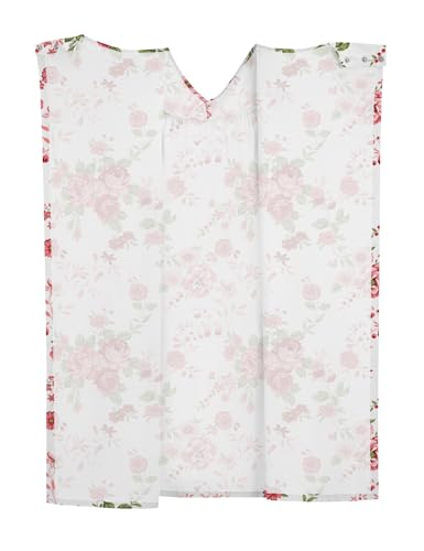 Liokoc Hospital Gowns for Women Open Back Tear Away Snap Post Shoulder Surgery Short Sleeve Soft Cotton Adaptive Clothing