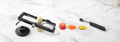 Chef'n Glass Mandolina A 3 Lame - Fette, Julienne O Taglio Ondulato, Affetta Verdure In Confezione Regalo, Plastica/Acciaio Inox, Nero, 42 X 19 X 12 Cm - 3