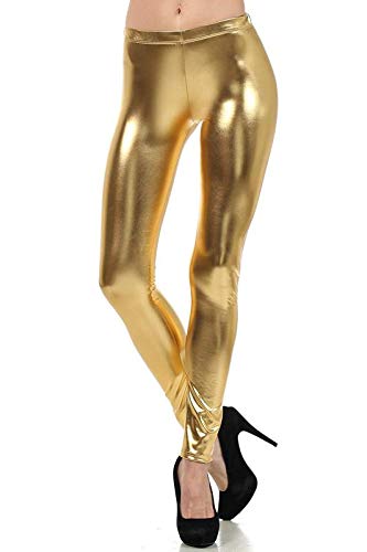 Image of Women's Wet Look Shiny Faux Leather Metallic Stretch Leggings Pants