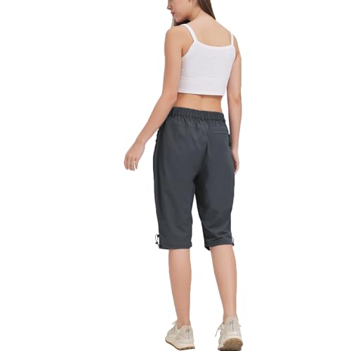 SYKROO Calça cargo feminina capri leve, impermeável, secagem rápida, treino, caminhada, com bolso co