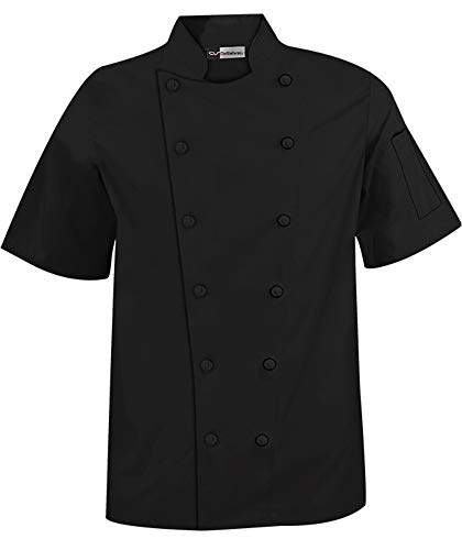 Men’s Traditional Chef Coat with Knotted Cloth Buttons (XS-3X, 3 Colors) (X-Large, Black) - Thumbnail 7