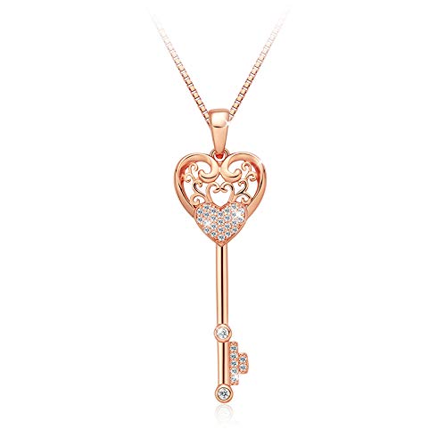 Ado Glo Christmas Girlfriend Birthday Gift, Key to My Heart Infinity Love Pendant Necklace, Rose Gold Fashion Jewelry for Women Girls, Anniversary Xmas Presents from Husband Boyfriend to Her Wife