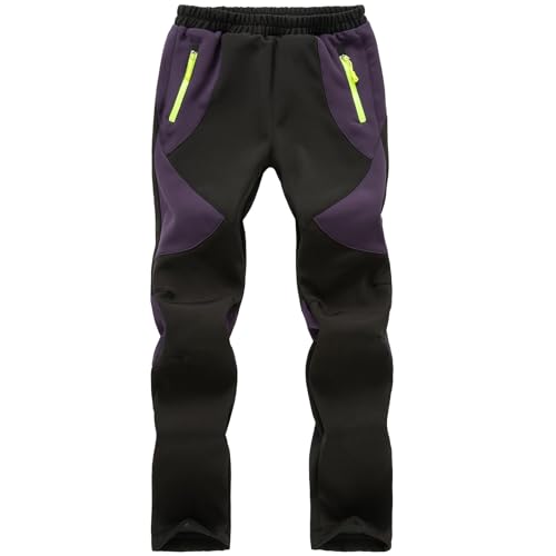 Asfixiado Kinder Softshellhose Skihose Schneehose Gefüttert Thermohose Wasserdicht Winter Jungen Mädchen Wanderhose Outdoorhose Matschhose(16012 Purple 2XL)