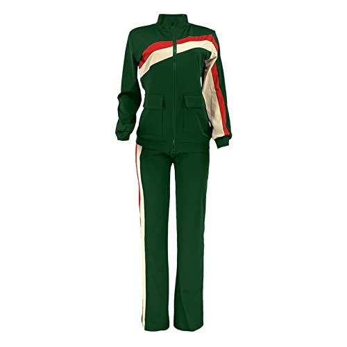 Duowei Women Ski Apparel Set Clothes Sports Fashion Two Piece Pants Pocket Tracksuits Women's Paints Suit For, Green #TOP4