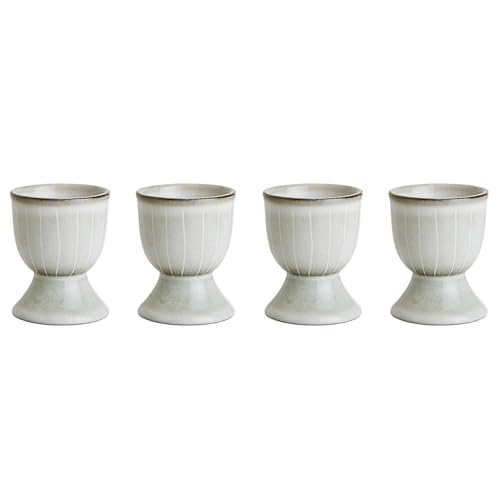 BUTLERS 4er Set Eierbecher Keramik -HENLEY- Eierhalter Frühstückstisch | Geschirr für den gedeckten Tisch | Skandinavisches Landhaus Stil Deko | Mikrowelle, spülmaschinenfest