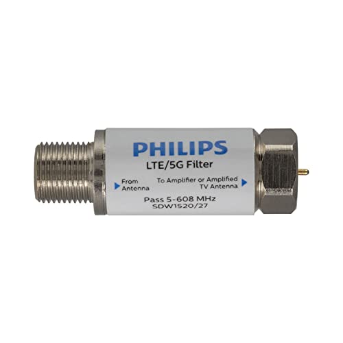 Philips LTE Filter for TV Antenna, Filters 4G 5G LTE Signal to Reduce Interference and Pixilation for Clear Digital HD TV Reception, Frequency Range 5-608 MHz, Indoor Outdoor Installation, SDW1520/27 by Philips - Used condition - US$8.07