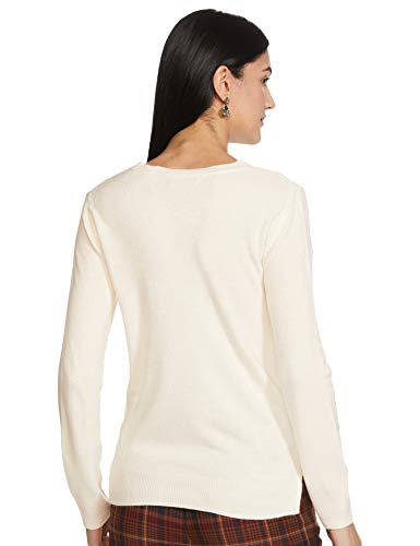 Image of Marks & Spencer Women's Cashmilon Crew Flatpack Acrylic Cardigan Sweater (T38 /1895 Cream 22)